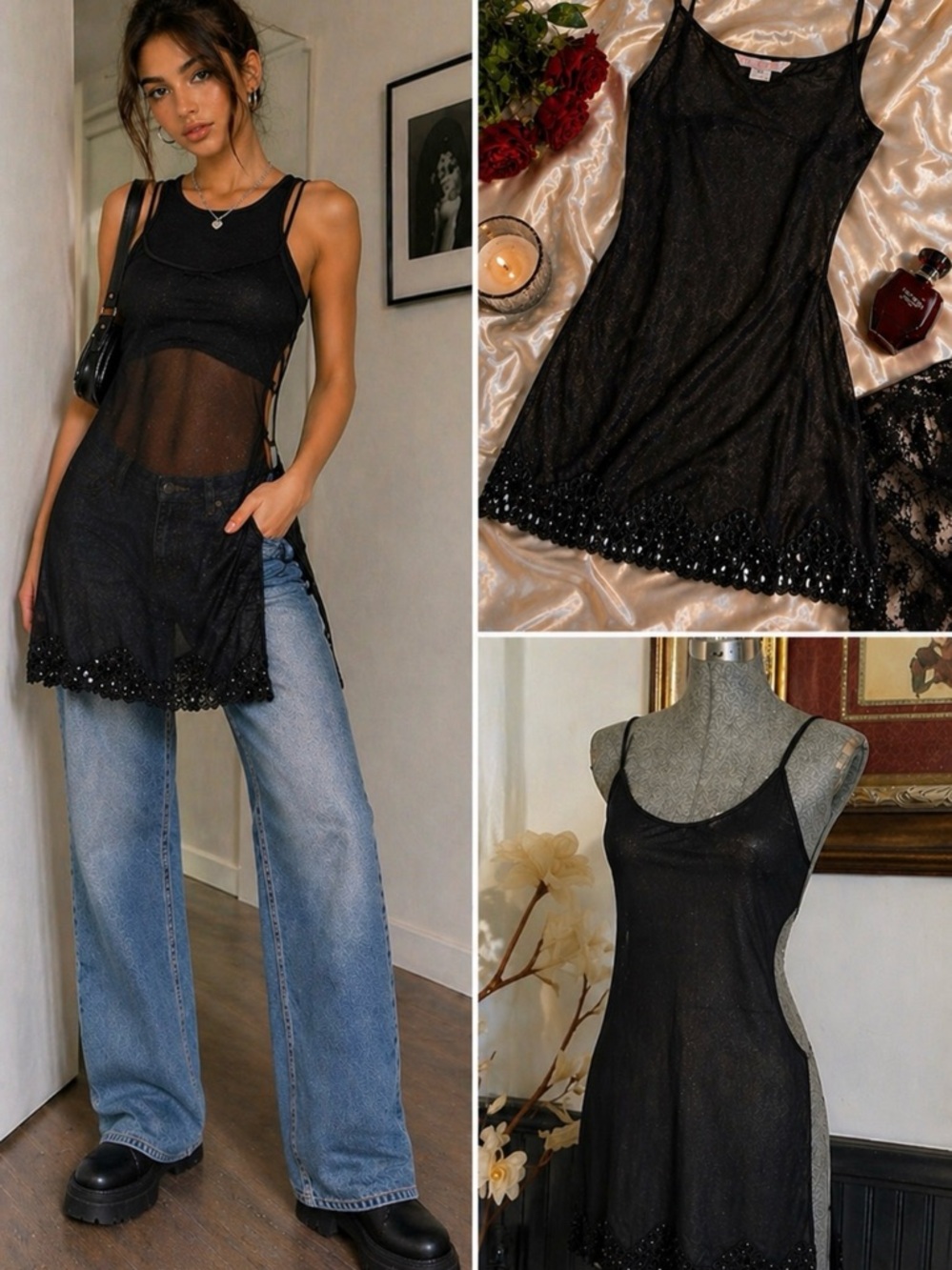 Victoria’s Secret Y2K Sexy Sheer Open Side Slip Dress Lingerie - Sz Medium